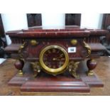 A VICTORIAN ROUGE MARBLE AND GILT BRONZE MOUNTED MANTLE CLOCK, THE DIAL INSCRIBED BARBEDIENNE,