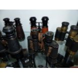 A COLLECTION OF TWELVE PAIRS OF BINOCULARS, FIELD GLASSES AND OPERA GLASSES. (12)