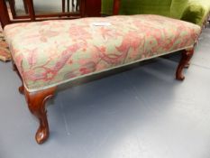 A MAHOGANY GEORGIAN STYLE HEARTH STOOL. W.95cms.