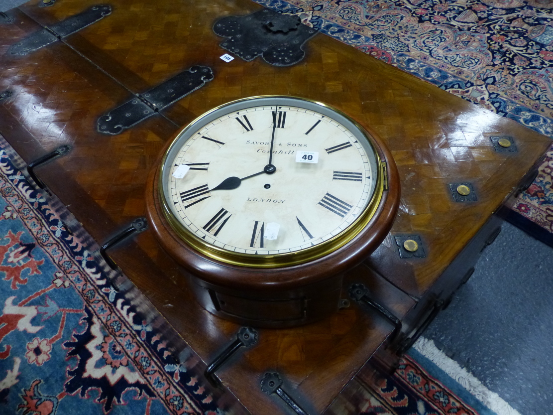 A 19th.C.MAHOGANY CASED DIAL WALL CLOCK WITH PAINTED 12" DIAL SIGNED SAVORY & SONS, CORNHILL, - Image 3 of 27
