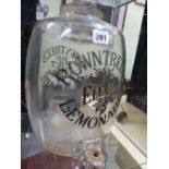 A RARE ROWNTREES ELECT LEMONADE GLASS DISPENSER WITH CUT AND ETCHED ADVERTISING LOGOS TO FRONT AND