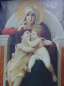 A 19th.C.STYLE PAINTING OF THE MADONNA ENTHRONED. OIL ON CANVAS. 88 x 55cms.