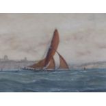 LATE 19th.C.ENGLISH SCHOOL. TWO SHIPPING SCENES, WATERCOLOUR. 13 x 22cms. (2)