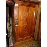 A 19th.C.PINE BEDSIDE CABINET TOGETHER WITH TWO FOLDING TOWEL RAILS.