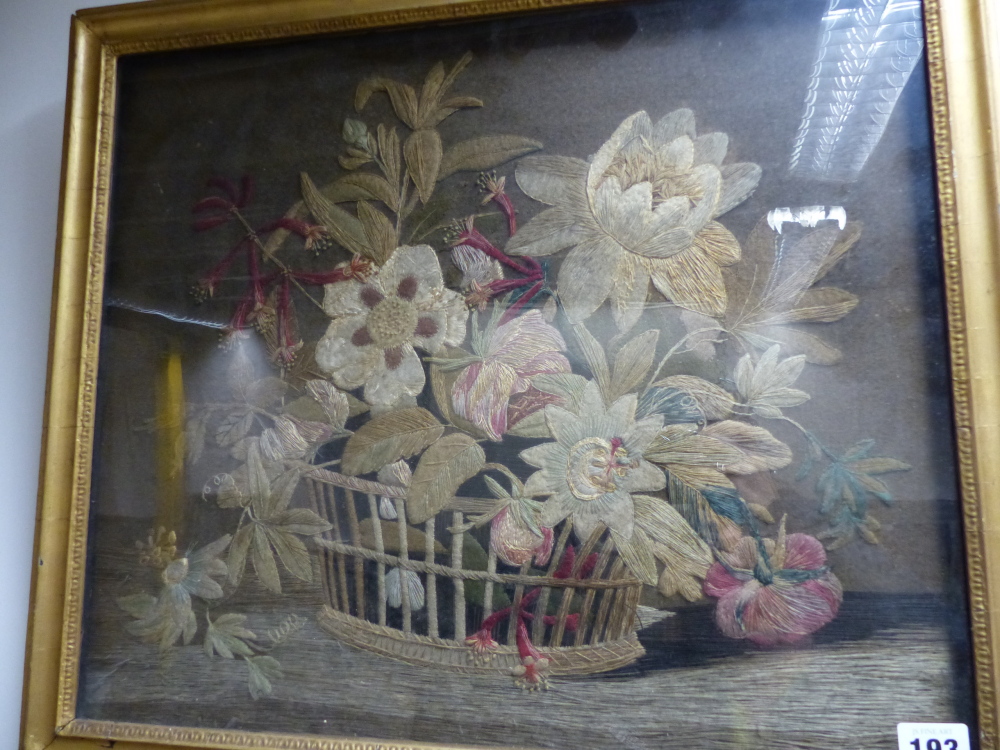 A PAIR OF ANTIQUE FELT AND SILWORK PICTURES OF STILL LIFE SUBJECTS, ONE OF FLOWERS IN A BASKET, - Image 2 of 43