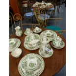 A MASON'S POTTERY FRUIT BASKET PATTERN PART DINNER SERVICE TO INCLUDE SERVING DISHES, TEA AND COFFEE