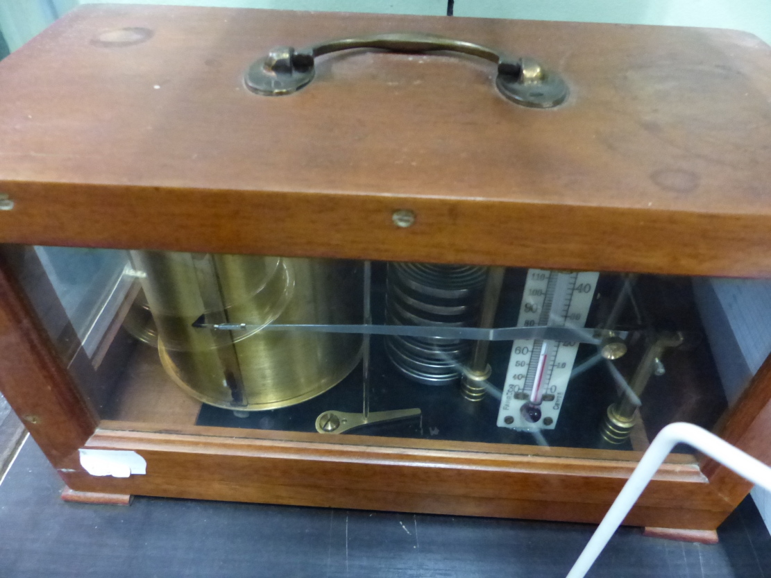 A 20th.C.MAHOGANY CASED BAROGRAPH WITH INTEGRAL THERMOMETER TOGETHER WITH A ZEISS ART DECO DESK - Image 9 of 12