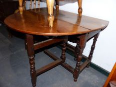 AN 18th.C.OAK COUNTRY COTTAGE GATELEG TABLE WITH END DRAWER. W.101cms.