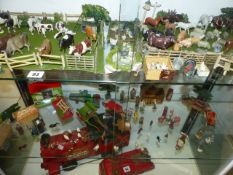 A QUANTITY OF BRITAINS DIE CAST FARMYARD ANIMALS, VEHICLES,ETC.