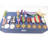 A KASHMIR 1948 MEDAL AND BAR, SIX VARIOUS WWII STARS AND MINIATURE TOGETHER WITH A QUANTITY OF