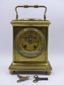 AN IMPRESSIVE 19th.C.BRASS CASED DESK CLOCK.BAROMETER, VISIBLE ESCAPMENT, DIAL SIGNED ELKINGTON &