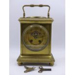 AN IMPRESSIVE 19th.C.BRASS CASED DESK CLOCK.BAROMETER, VISIBLE ESCAPMENT, DIAL SIGNED ELKINGTON &