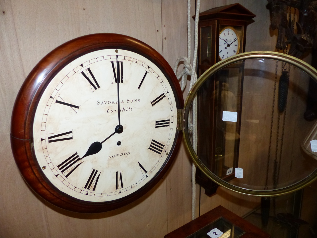 A 19th.C.MAHOGANY CASED DIAL WALL CLOCK WITH PAINTED 12" DIAL SIGNED SAVORY & SONS, CORNHILL, - Image 11 of 27