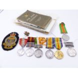 AN INTERESTING FAMILY MEDAL GROUP TO INCLUDE THREE BAR QSA TO 5756 PTE. J SEYMOUR, DERBY REGT.-