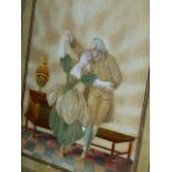 A PAIR OF 18th.C.CONTINENTAL COLLAGE PICTURES OF ROMANTIC COUPLES, STRAW WORK AND SILK WITH