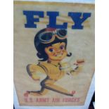 A VINTAGE US ARMY AIR FORCES FLY PROPOGANDA POSTER.