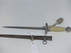 A GERMAN DRESS DAGGER WITH ALLOY SCABBARD AND FINIAL , THE BLADE MARKED E & F HORSTER,SOLINGEN.