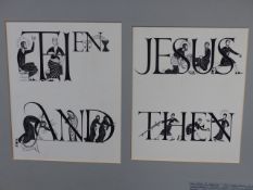 AFTER ERIC GILL (1882-1940) FOUR PRINTS FROM THE FOUR GOSPELS, GOLDEN COCKEREL PRESS MOUNTED BUT