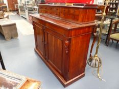 A MAHOGANY WM.IV.SIDE CABINET WITH GALLERY BACK, SIX DRAWER SUPERSTRUCTURE AND THE BASE WITH TWO