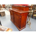 A MAHOGANY WM.IV.SIDE CABINET WITH GALLERY BACK, SIX DRAWER SUPERSTRUCTURE AND THE BASE WITH TWO