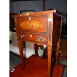 A LATE GEORGIAN MAHOGANY BEDSIDE CABINET.