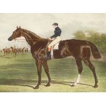 AFTER J.F.HERRING. PORTRAIT OF THE RACEHORSE MUNDIG WITH JOCKEY UP, HAND COLOURED PRINT TOGETHER