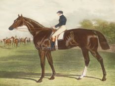 AFTER J.F.HERRING. PORTRAIT OF THE RACEHORSE MUNDIG WITH JOCKEY UP, HAND COLOURED PRINT TOGETHER