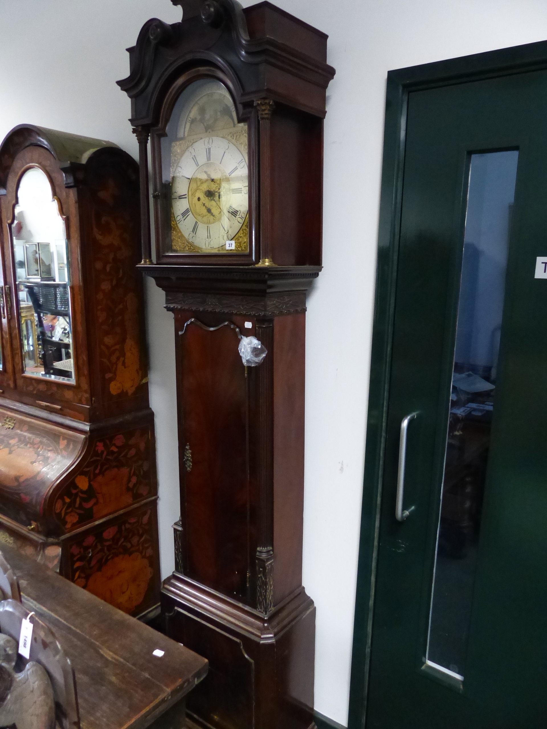 A GOOD 19th.C. MAHOGANY CASED 8 DAY LONG CASE CLOCK WITH 13" ARCH BRASS DIAL, SUBSIDIARY MOON PHASE, - Image 2 of 46