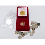 A 1980 GOLD PROOF HALF SOVEREIGN TOGETHER WITH A 1994 PROOF BARBADOS ONE DOLLAR, A 1994 FIJI SILVER