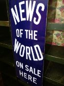 A NEWS OF THE WORLD ENAMEL SIGN. 76.5 x 30cms.