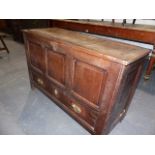 A LATE 18th.C.OAK PANEL MULE CHEST/COFFER. W.109cms.