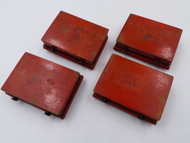 A SET OF FOUR 18th/19th.C.RED LACQUER AND IVORY BRIDGE COUNTERS, TOPS WITH INTEGRAL NUMBER WHEELS - Image 9 of 14