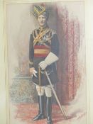 FOUR 19th/20th.C.WATERCOLOURS OF MILITARY SUBJECTS, A FULL LENGTH PORTRAIT SIGNED INDISTINCTLY, 45 x