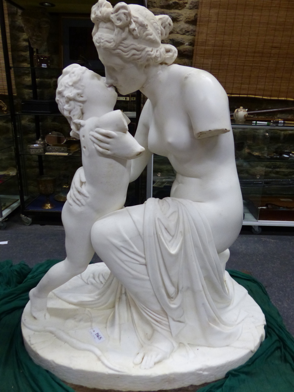 JOHAN NIKLAS BYSTROM. (swedish) (1783-1848) CUPID AND VENUS, SIGNED AND LOCATED ROMA. CARVED MARBLE.