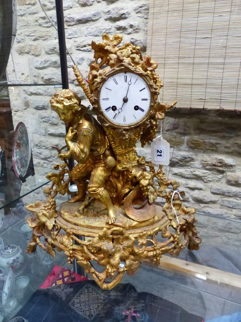 A 19th.C.GILT BRONZE MANTLE CLOCK, THE TWO TRAIN BELL STRIKE MOVEMENT WITH ENAMEL DIAL HOUSED WITHIN - Image 2 of 42