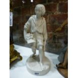 A VICTORIAN COPELAND PARIANWARE FIGURE OF A BOY HOLDING A BIRD'S NEST. H.37cms.