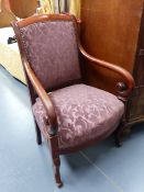 A PAIR OF FRENCH LOUIS PHILLIPPE MAHOGANY ARMCHAIRS.