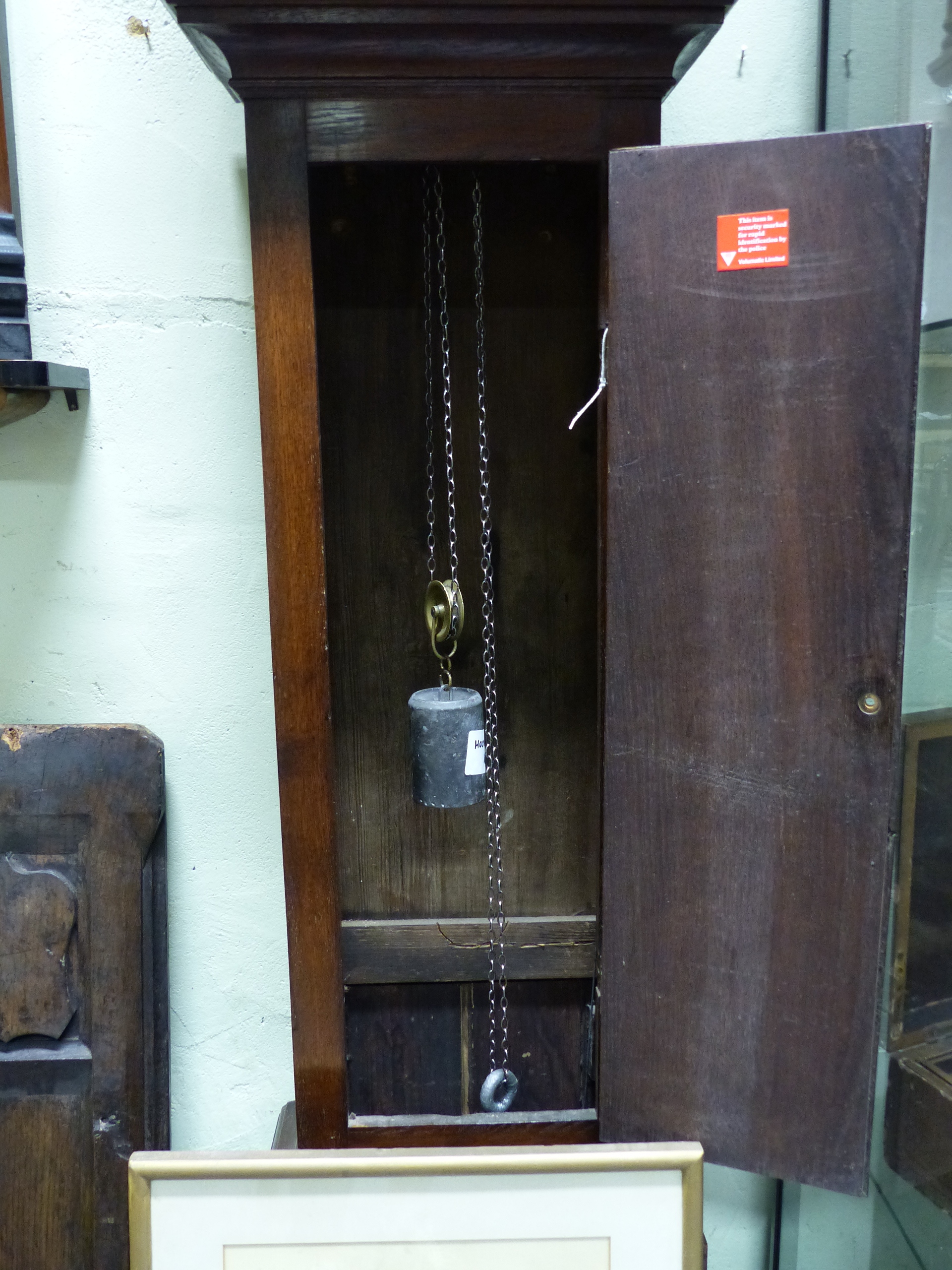 AN 18th.C.OAK CASED 30 HOUR LONG CASE CLOCK WITH BRASS DIAL SIGNED RICH.WEBB, HOOK NORTON. 9.5" - Image 3 of 3