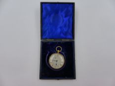 AN 18ct GOLD HALLMARKED ROWELL & SON MANUAL WOUND CASED POCKET WATCH.