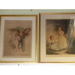 TWO EARLY 19th.C.HAND COLOURED PRINTS, CAKES AFTER W.ARTAUD 55 x 41cms AND ANOTHER OF ANGELS AFTER