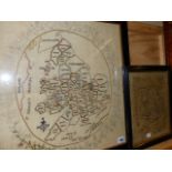 TWO EARLY 19th.C.SILKWORK MAPS OF ENGLAND AND SURROUNDINGS, ONE DATED 1820, APPARENTLY UNFINISHED,