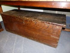 A 19th.C.PINE BLANKET CHEST WITH SCUMBLE PAINT DECORATION AND IRON BINDINGS. W.132cms.