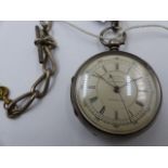 A SILVER CASED MARINE DECIMAL CHRONOGRAPH POCKET WATCH NO 41925. CHESTER 1879 MOUNTED WITH SILVER