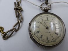 A SILVER CASED MARINE DECIMAL CHRONOGRAPH POCKET WATCH NO 41925. CHESTER 1879 MOUNTED WITH SILVER