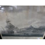 AFTER T. BUTTERSWORTH. AN ANTIQUE PRINT OF A NAVAL ENGAGEMENT. TOGETHER WITH A SIMILAR VIEW OF THE