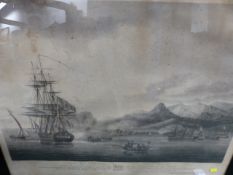 AFTER T. BUTTERSWORTH. AN ANTIQUE PRINT OF A NAVAL ENGAGEMENT. TOGETHER WITH A SIMILAR VIEW OF THE