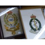 TWO SILKWORK REGIMENTAL PANELS, THE ARMY MEDICAL CORPS, 31 x 24cms TOGETHER WITH THE DORSETSHIRE