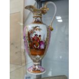 A HAND PAINTED VIENNA EWER.