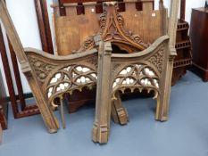 VICTORIAN CARVED GOTHIC OAK ARCH PANELS.