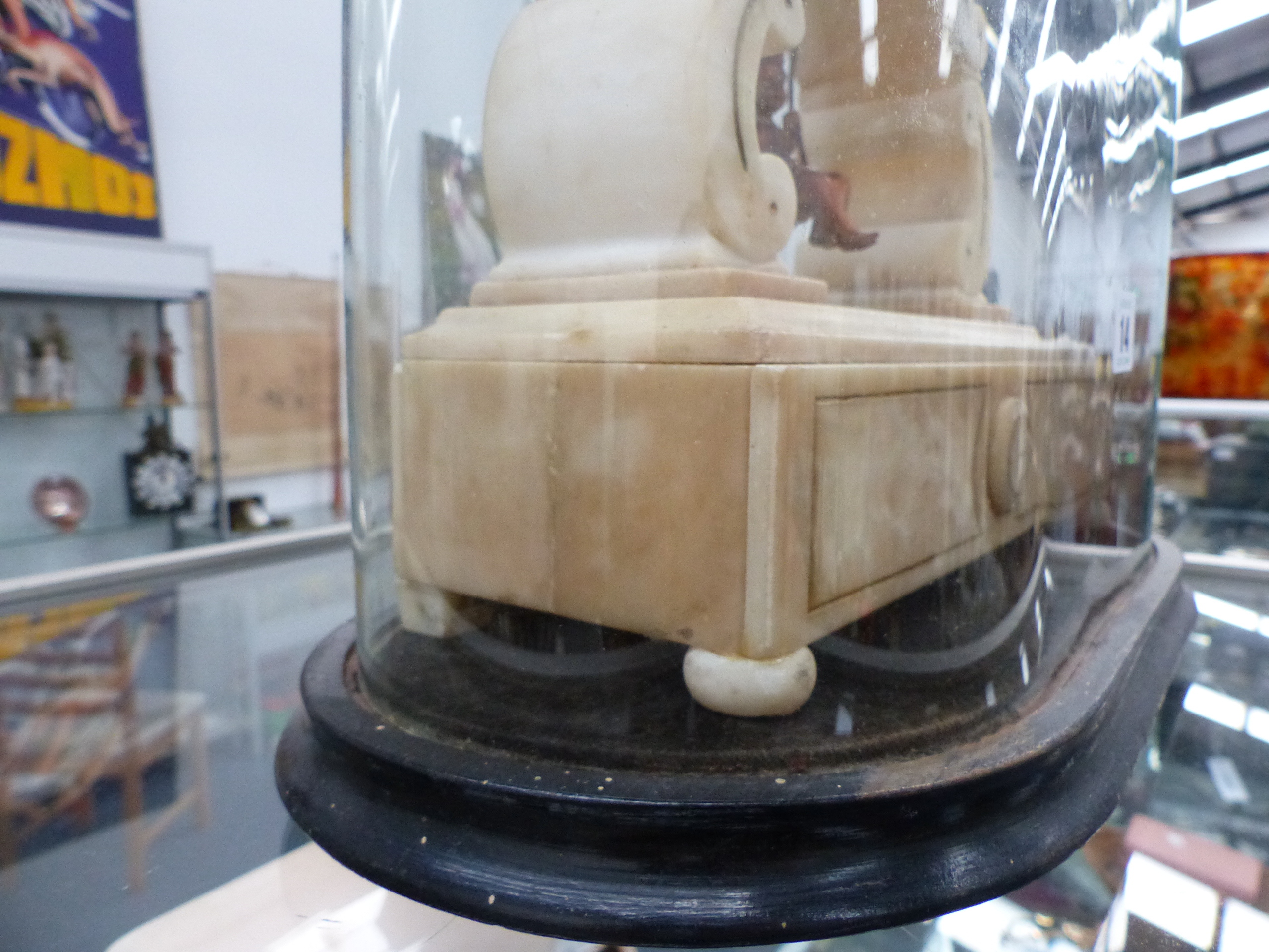 A VICTORIAN WHITE METAL MANTLE CLOCK WITH CHERUB SWING PENDULUM, WHITE ENAMEL CHAPTER RING WITH - Image 4 of 11